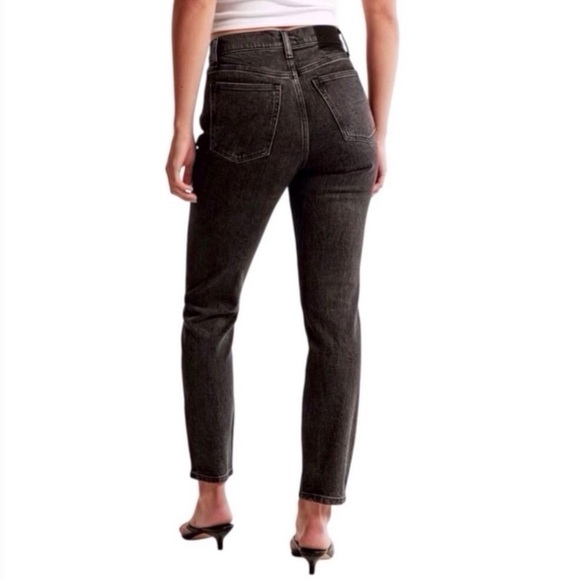 Abercrombie Fitch 00 Short (24S) Mom High Rise Jeans Curve Love Women’s Black - Picture 2 of 9